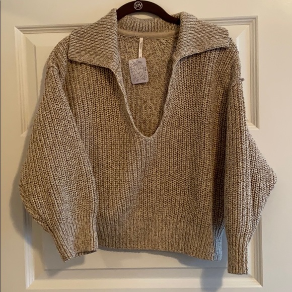 Free People V Neck Cropped Sweater 
